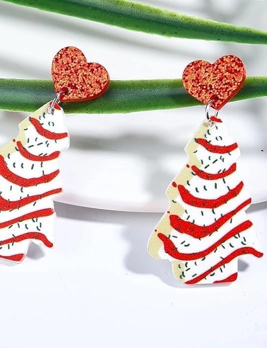 Pendientes de árbol de Navidad para mujer, joyería navideña, rojo blanco verde colgante Foto 4 de 4