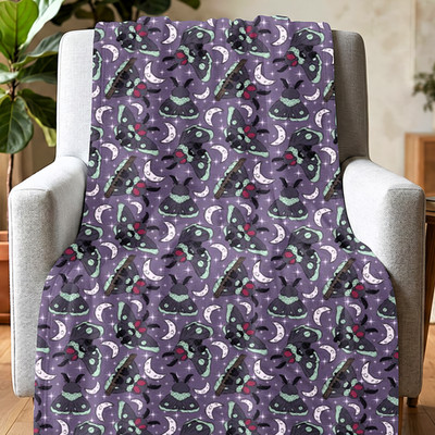 Cozy Spooky Cute Purple Moth Man Cryptid Decorative Plush Throw Lap Blanket 