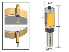 1" Flush Trim Top and Bottom Bearing Router Bit - 1/2" Shank - Yonico 14141