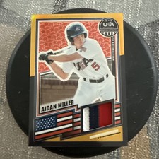 AIDAN MILLER 2026 Panini Stars & Stripes Prizm Gold 3 Color Jersey Patch #8/10