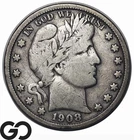 1908-S Barber Half Dollar, Better San Francisco Date