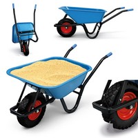 Schubkarre 100L Schubkarren Blau Mit PU Vollgumi Rad Schwarz Bis 250Kg Bituxx