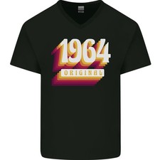 Retro 61st Cumpleaños Original 1964 Hombre Cuello En V Algodón Camiseta