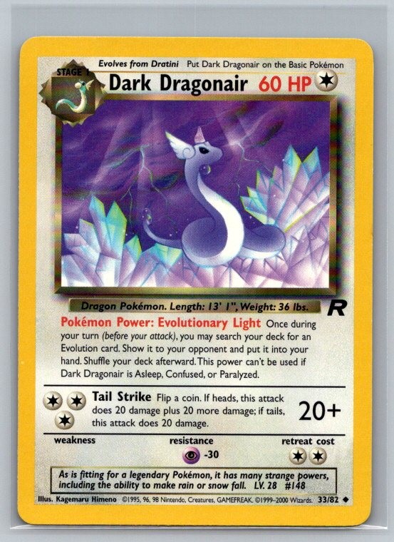 Dark Dragonair 33/82 Uncommon Team Rocket Pokemon Unlimited Lightly Played