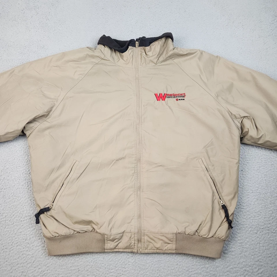 Vintage Chrystler Dodge Ram Jeep Port Authority Jacket Men's Size 2XL Tan/Black - Image 2 of 4