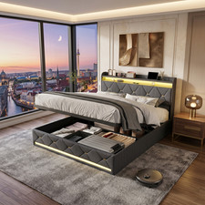 Boxspringbett 140x200cm Polsterbett mit LED L...