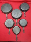 #3-8 Griswold Cast Iron Smooth Bottom Skillet Set Large Block Logo ERIE PA USA
