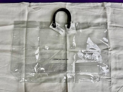 Comme Des Garcons Transparent PVC Open Top Tote Bag w/ Black Handle Straps