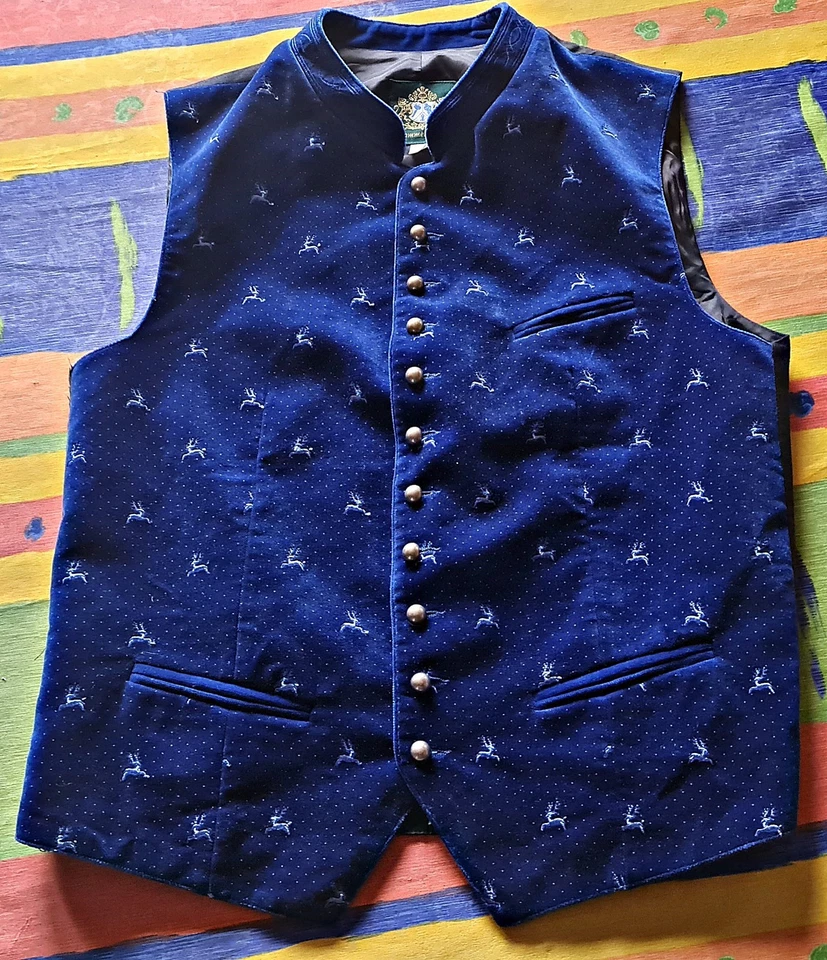 CHALECO VINTAGE HAMMERSCHMID TRAJES OKTOBERFEST DIRNDL TIROL DEER MEN US 36/EU 46 Foto 4 de 4