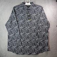 NEW Murano Performance Shirt Men 4XT Tall Stretch Paisley Gray Long Sleeve