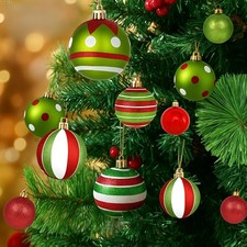 32 Pcs Christmas Ball Ornaments Lime Green Red Christmas Ornament Plastic Xma...