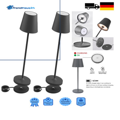 K-Bright LED Akku Tischleuchte Dimmbar Dunkelgrau 2 Stück