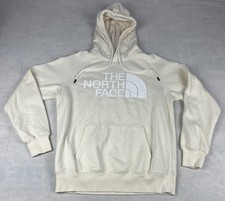 The North Face Womens Half Dome Big Logo Pullover Hoodie Sweatshirt Beige Size S