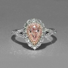 2.85 Pear Cut Lab Created Diamond 14K White Gold FN Engagement /Wedding Ring