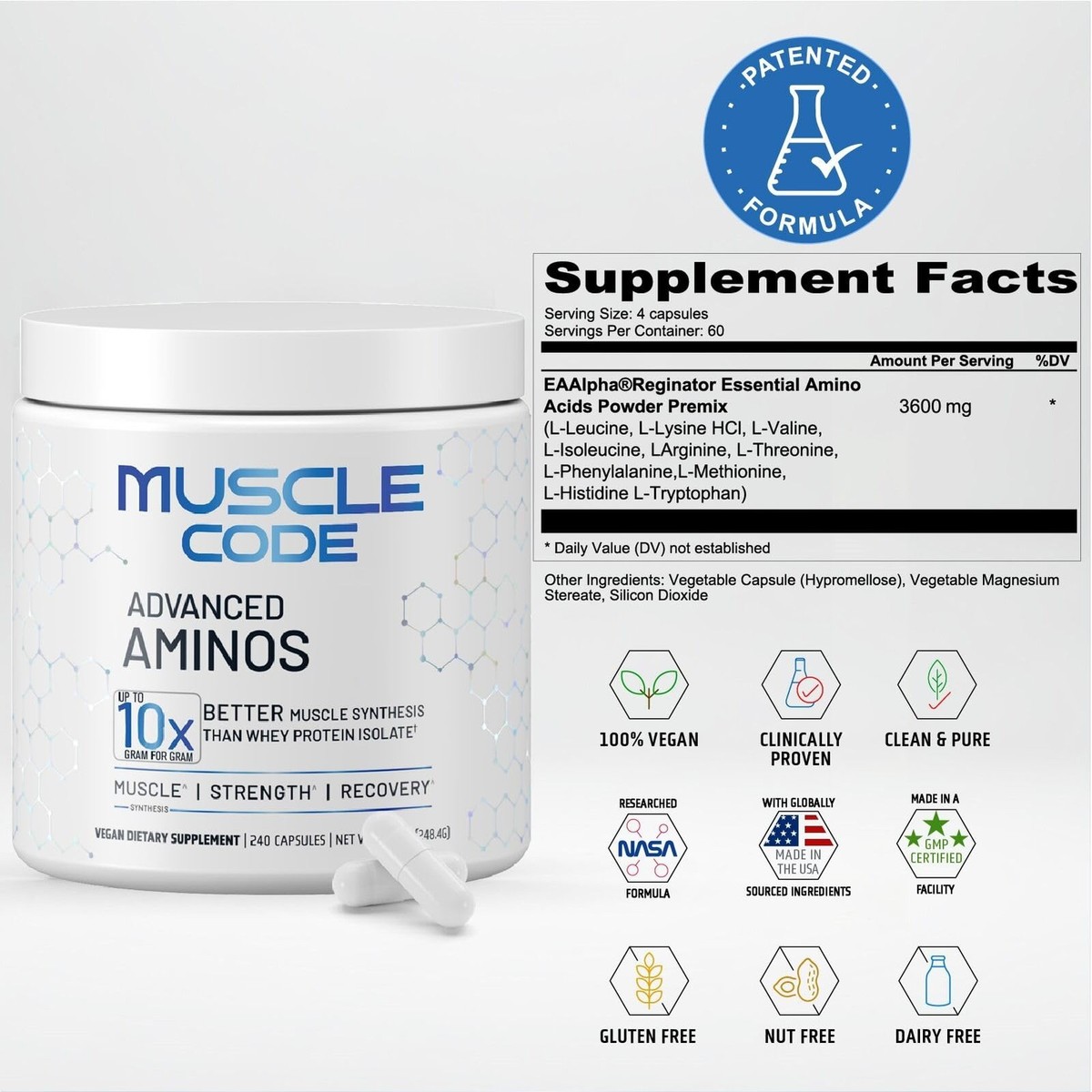 Muscle Code Essential Amino Acid Capsules Synthesis & Repair