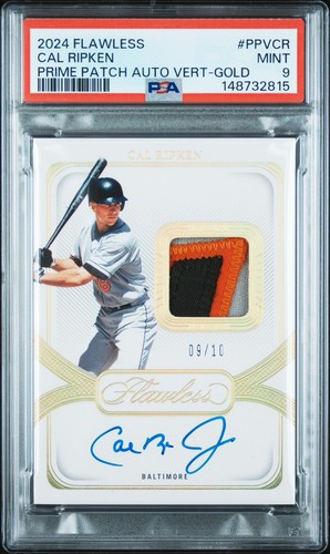 2024 PANINI FLAWLESS PRIME PATCH AUTO VERTICAL PPVCR CAL RIPKEN GOLD /10 PSA 9