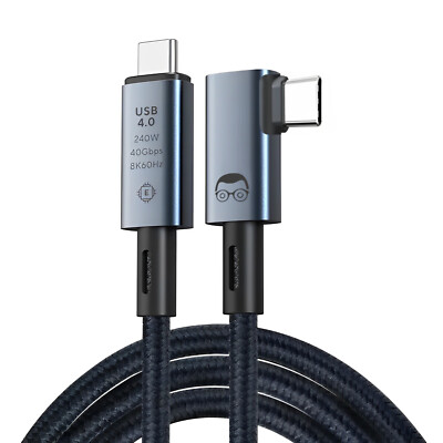 Thunderbolt 4 kompatibles Kabel 90 Grad 40 Gbit/s 240W 5A Laden USB C 8K Display
