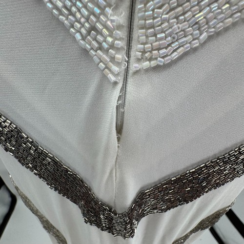 Jovani Slip Dress Gown Womens 4 Maxi Beaded Embellished White Gold Prom Backless - Picture 6 of 10