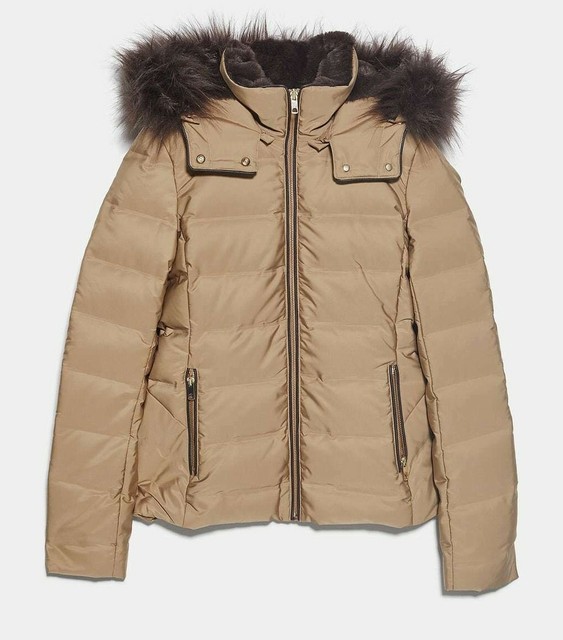 ZARA WOMAN NWT SALE! HOODED DOWN PUFFER JACKET CAMEL SIZE XS REF: 8073/224 | eBay