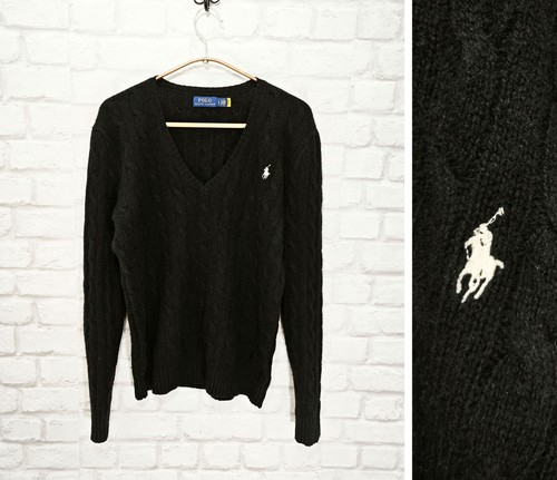 Ralph Lauren Cable Knit Wool Cashmere Mix Women's Jumper Sweater Size L