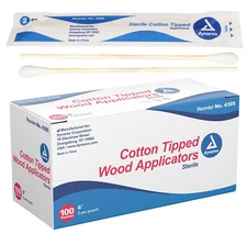 Dynarex Medical Cotton Tipped Applicators 6" Box of 100 Pouches, 2 per Pouch