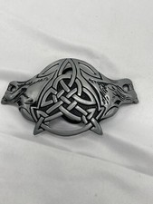 Belt Buckle Western Cowboy Alloy Celtic Knot Double Wolf Head