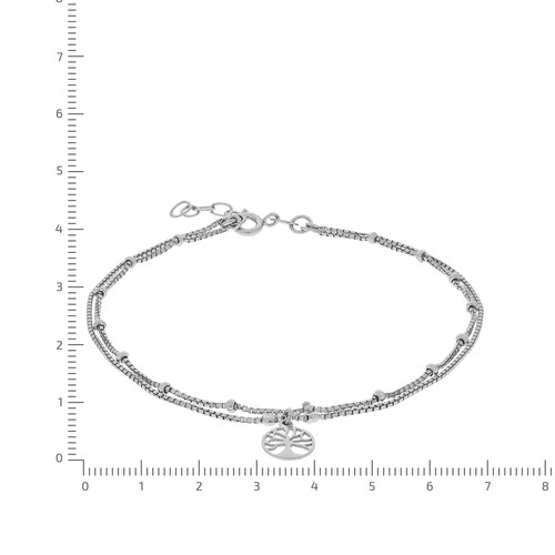Cadenas de pie de plata de ley 925 rodiadas de dos filas con árbol de la vida... - Imagen 2 de 2