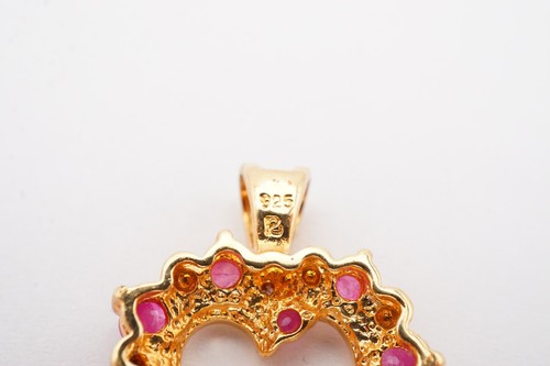Ross Simons Ruby Diamond Heart Pendant Gold Plated Sterling Silver 925 K7 - Picture 7 of 10