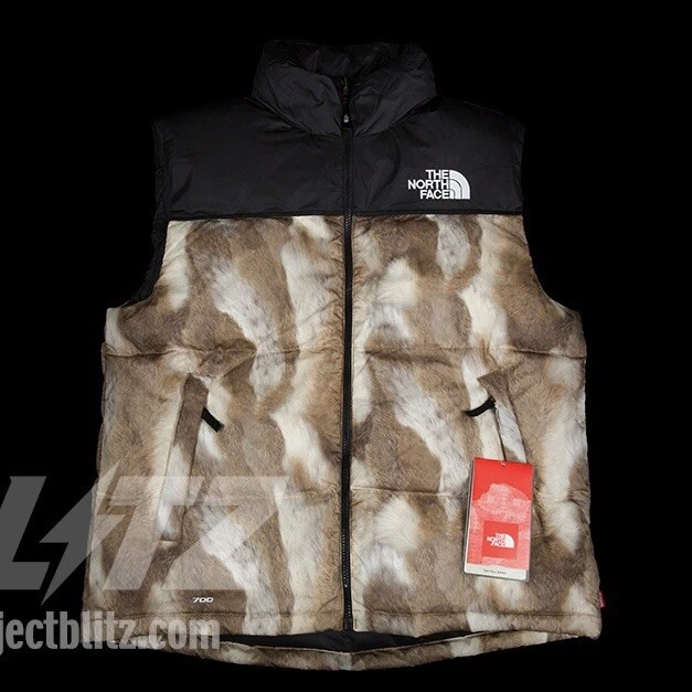 GILET NUPTSE MARRON IMPRIMÉ FOURRURE TNF FW13 SUPREME THE NORTH FACE TAILLE S PETIT 2013