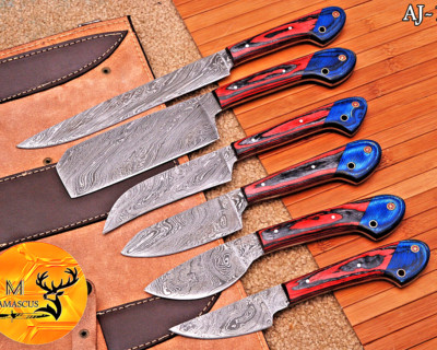 Custom Made Damascus Chef Knife Set Kitchen Cutlery - Hand Forged Damascus 1689