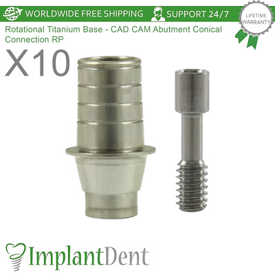 10x Dental Anti Rotational Titanium Base CAD/CAM Prosthetic Conical Conection RP
