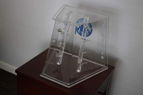 Used rare Acrylic Spyderco Display Stand 14.5" by 17" by 11" at the widest point