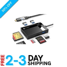 Versatile 7-in-1 USB & USB-C Card Reader Hub with 2TB Support & LED Indicators