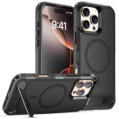 Funda magnética MagSafe para Apple iPhone 16 Pro Max/16 Pro a prueba de golpes con soporte - Imagen 2 de 27