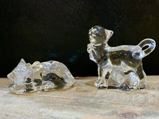 Lenox Crystal Cat Figurines Clear Paperweight Statues Approximately 3 Inches