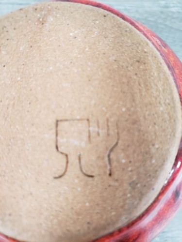 PRIMATIVE CUKR Tschechische Zuckerdose mit Deckel UND AUSGEGOSSENEM KLEINEN TELLER ROT MARKEN - Bild 10 von 20