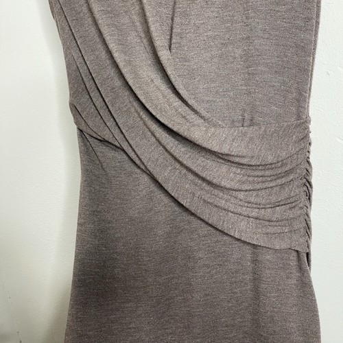 Three Dots Taupe Draped Front Sleeveless KnitGathered Bodycon Dress Size XS - Picture 10 of 15