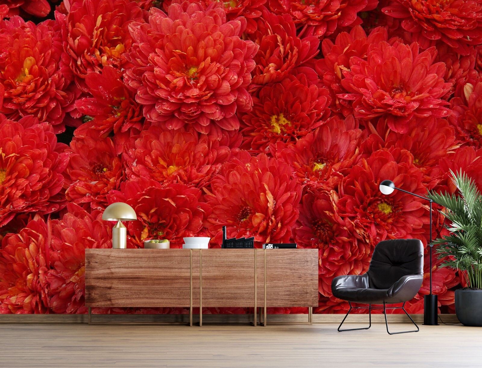 3D Red Flowers ZHUA7402 Wallpaper Wall Murals Removable Self-adhesive Ann