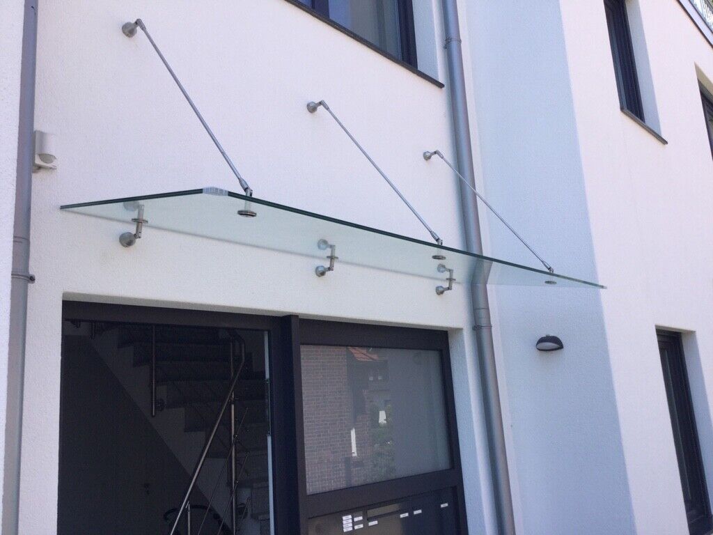 Glasvordach Edelstahl Vordach für Haustür Türvordach Überdachung VSG 13 mm Glas