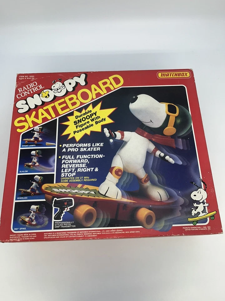 Matchbox Radio Control Snoopy Skateboard 27Mhz #6060 Wheelies Spins Jumps MIB - Image 2 of 4