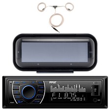 Pyle PLRMR27BTB Marine Bluetooth Radio w/ Cover, Enrock AM/FM Boat Antenna