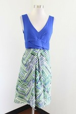 HD in Paris Anthropologie Ardmore Blue Green Printed V-Neck Sleeveless Dress 4