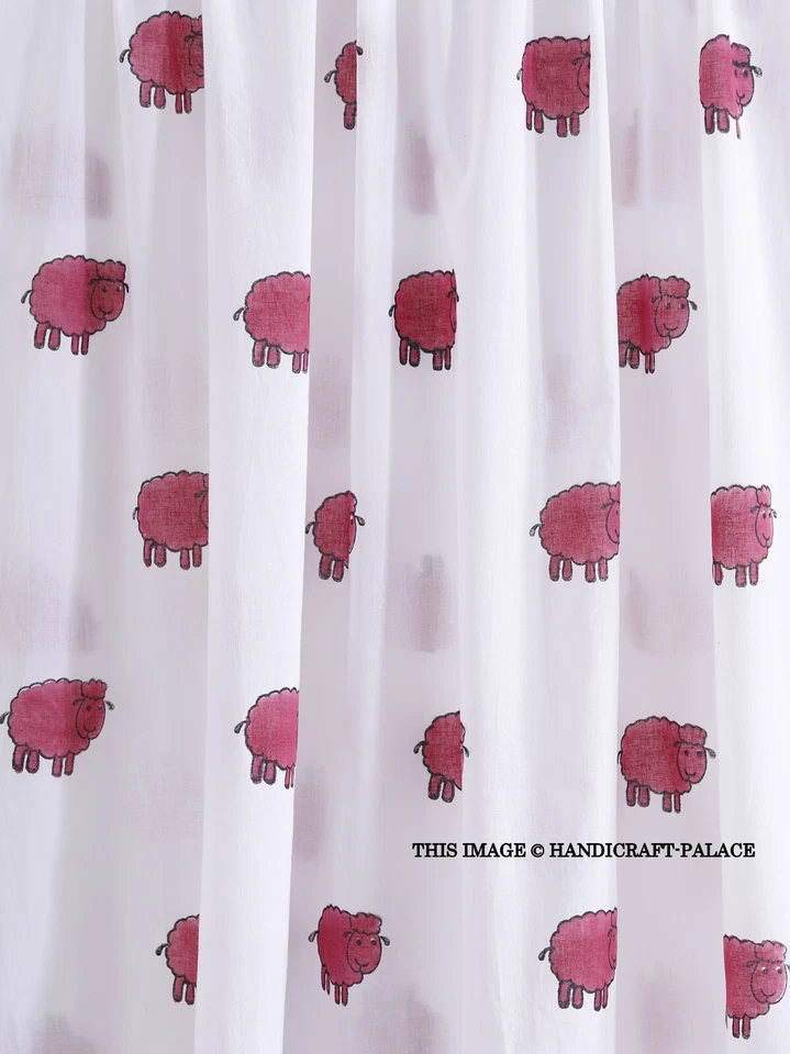 Indian Cotton Dressmaking 5 Yard Running Loose Fabric Throw Ethnic Sheep Printed - Image 2 of 4