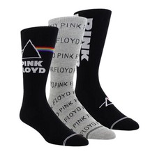 3 Pairs Officially Licensed Rock Band - PINK FLOYD Poly Cotton Crew Length Socks