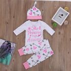 4Pcs Newborn Infant Baby Girl Outfits Clothes Set Romper Bodysuit+Pants Leggings