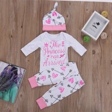 4PCS Newborn Infant Baby Girl Outfits Clothes Set Romper Bodysuit Pants Leggings