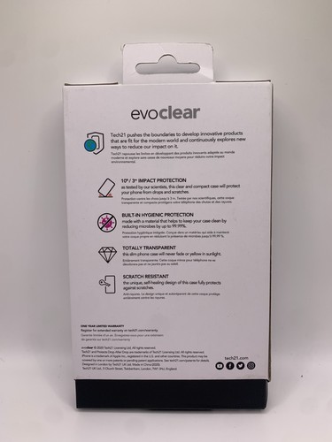 iPhone 12 mini Tech21 Evo Clear Non-Slip Impact Case - Picture 2 of 3