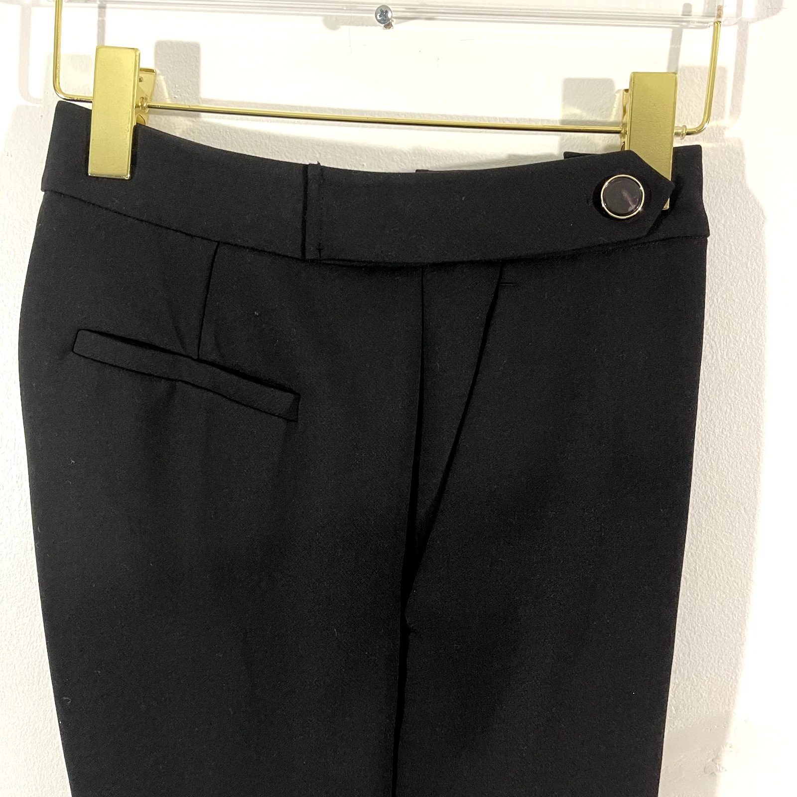 Pantaloni eleganti donna Kate Spade neri 8 pull on gamba dritta zip laterale bottoni nuovi con etichette