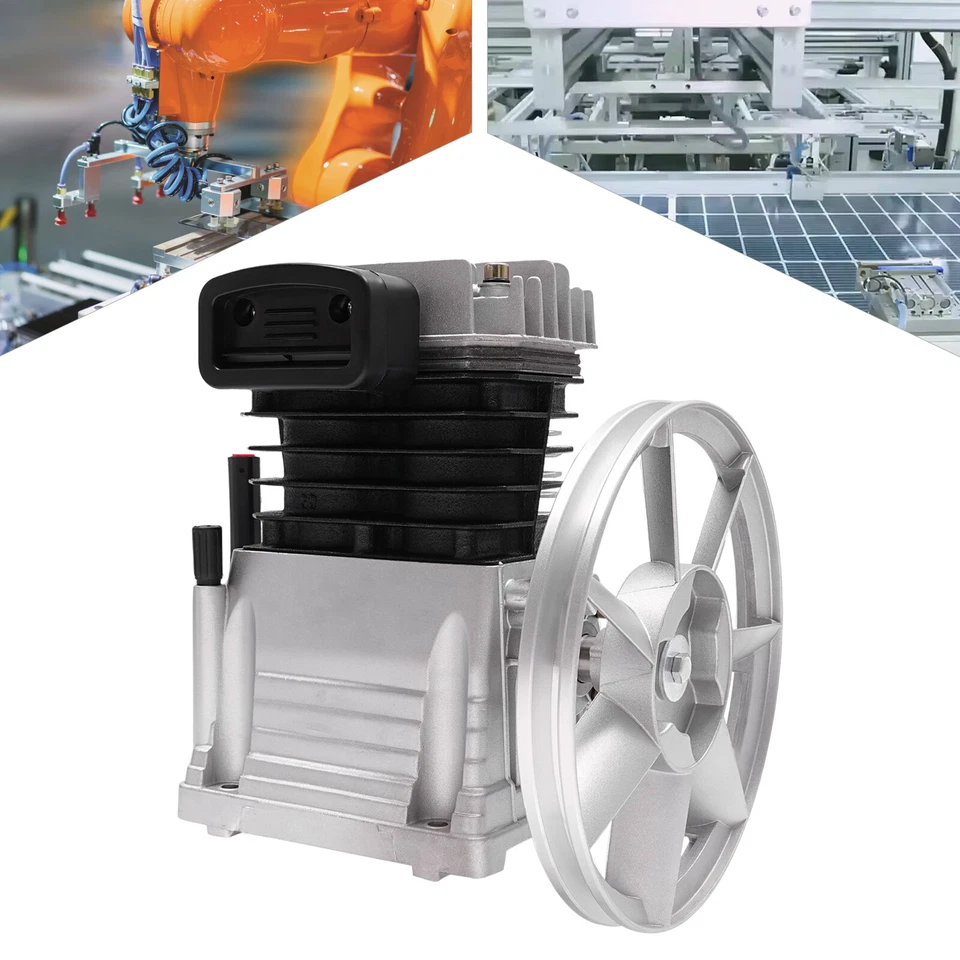 Cabezal de compresor de aire de 3 HP bomba de pistón motor doble cilindro con silenciador 250L/min Foto 2 de 4