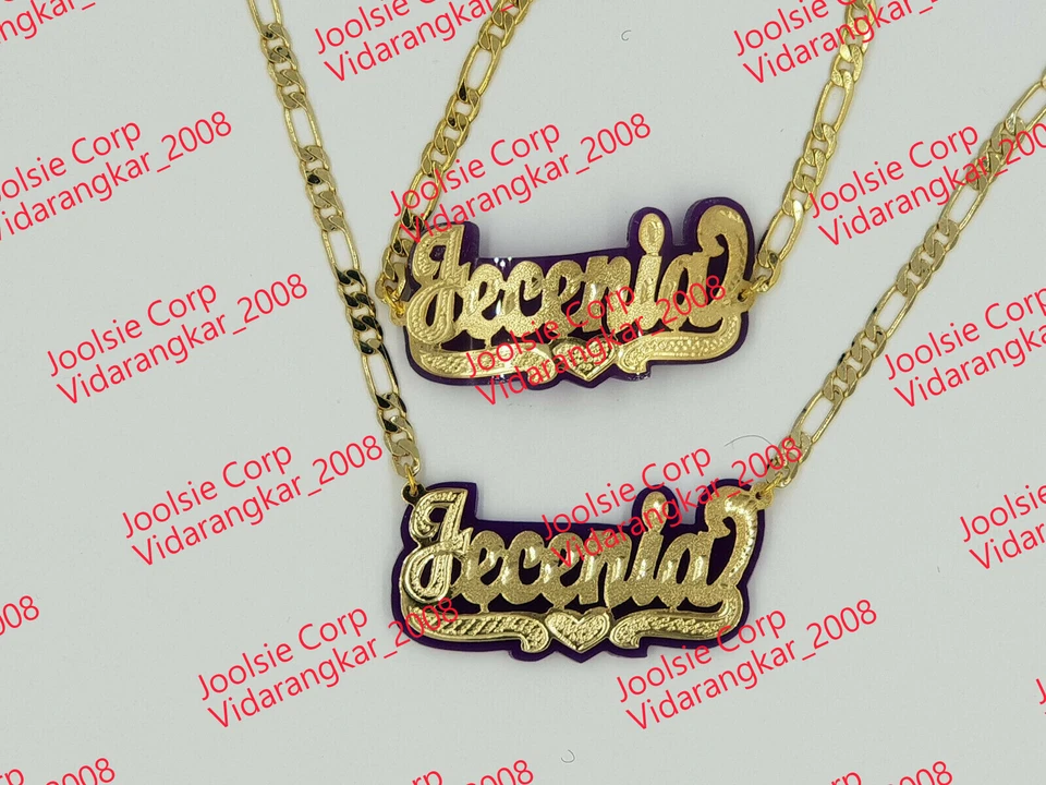 JUEGO PULSERA COLLAR NOMBRE CHAPADO EN ORO 14K PERSONALIZADO, CUALQUIER COLOR CUALQUIER NOMBRE Foto 2 de 4